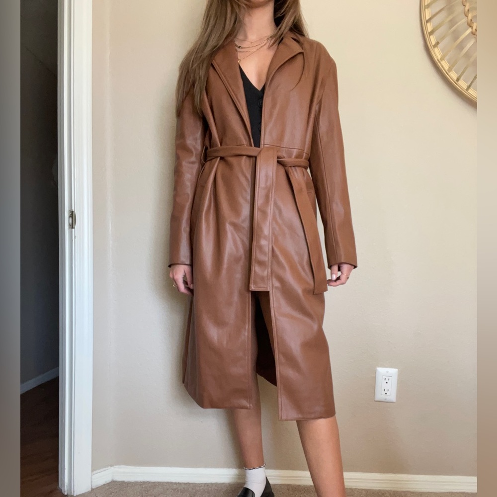 Truth by Republic Belted Leather Trench Coat